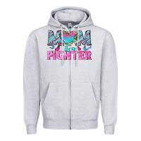 Heather Grey Western Mom Is A Fighter Zipper Hoodie - BundleAndBundleShop