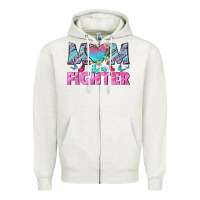 Oatmeal Heather Western Mom Is A Fighter Zipper Hoodie - BundleAndBundleShop