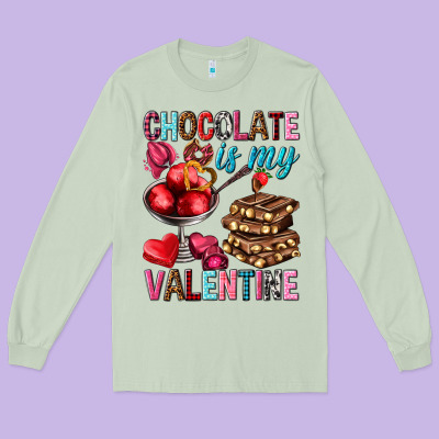 Chocolate Is My Valentine Valentine's Day Long Sleeve Tee Designed By Howdyjamesfarm