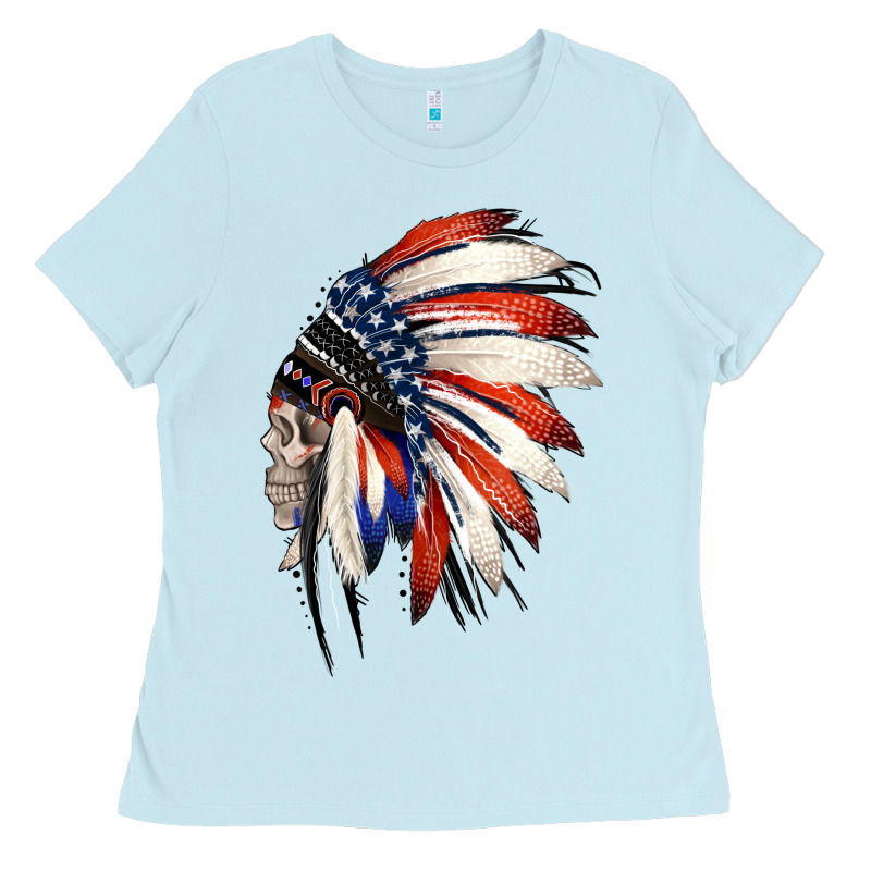 4th Of July Indian Headdress Gypsy Spirit Skull Ladies Tee by Jasminsmagicworld | Teevron