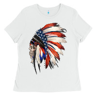 White 4th of July Indian Headdress Gypsy Spirit Skull Ladies Tee - Jasminsmagicworld