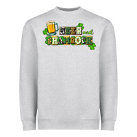 Heather Grey Beer and shamrock Heavyweight Sweatshirt - CowGirlArtShop