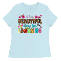 Baby Blue its a beautiful day for learning Ladies Tee - NancyCooperArtShop