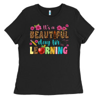 Black its a beautiful day for learning Ladies Tee - NancyCooperArtShop