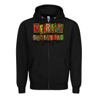 Black merry christmas Zipper Hoodie - FaDigitalArtStudio