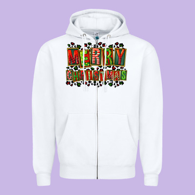Merry Christmas Zipper Hoodie Designed By Fadigitalartstudio