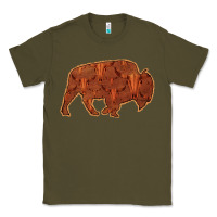 Army Green Bison Silhouette Red Skull Classic Tee - Bettercallsaul