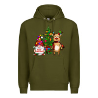 Army Green merry christmas gnomes, reindeer Premium Hoodie - RanaPortraitStore