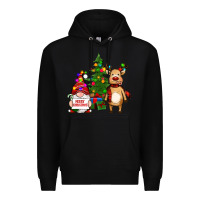 Black merry christmas gnomes, reindeer Premium Hoodie - RanaPortraitStore