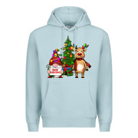 Blue Mist merry christmas gnomes, reindeer Premium Hoodie - RanaPortraitStore