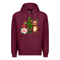 Burgundy merry christmas gnomes, reindeer Premium Hoodie - RanaPortraitStore