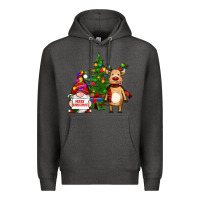 Charcoal Heather merry christmas gnomes, reindeer Premium Hoodie - RanaPortraitStore