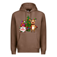 Chestnut merry christmas gnomes, reindeer Premium Hoodie - RanaPortraitStore