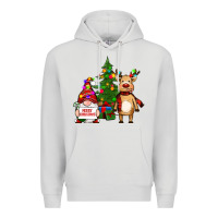 Dove Grey merry christmas gnomes, reindeer Premium Hoodie - RanaPortraitStore