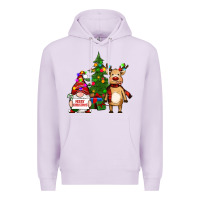 Lilac merry christmas gnomes, reindeer Premium Hoodie - RanaPortraitStore