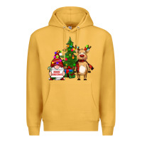 Mustard merry christmas gnomes, reindeer Premium Hoodie - RanaPortraitStore