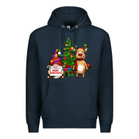 Navy merry christmas gnomes, reindeer Premium Hoodie - RanaPortraitStore