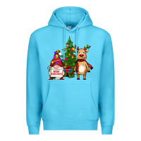 Ocean Blue merry christmas gnomes, reindeer Premium Hoodie - RanaPortraitStore