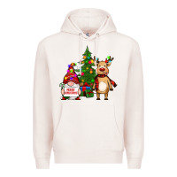 Pale Pink merry christmas gnomes, reindeer Premium Hoodie - RanaPortraitStore