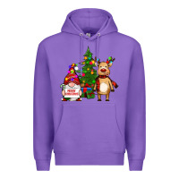 Purple merry christmas gnomes, reindeer Premium Hoodie - RanaPortraitStore
