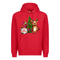 Red merry christmas gnomes, reindeer Premium Hoodie - RanaPortraitStore