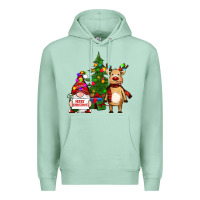 Seafoam merry christmas gnomes, reindeer Premium Hoodie - RanaPortraitStore