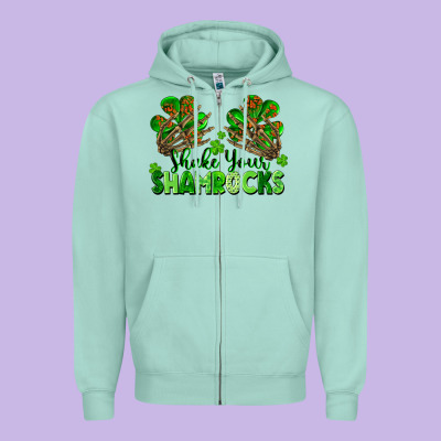 Shake Your Shamrocks Zipper Hoodie Designed By Fadigitalartstudio