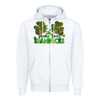 White Shake Your Shamrocks Zipper Hoodie - FaDigitalArtStudio