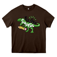 Chocolate Brown teacher saurus Heavy Core Tee - MaliasSmallBusiness