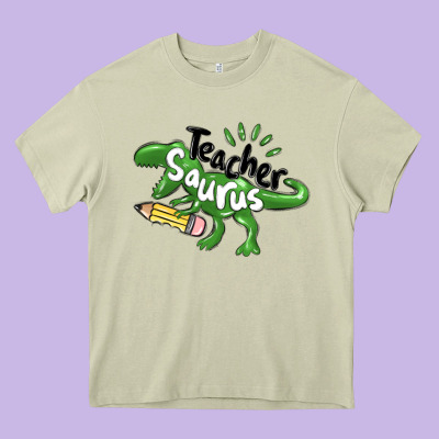 Teacher Saurus Heavy Core Tee Designed By Maliassmallbusiness