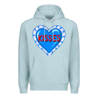 Blue Mist valentine's day hearts Premium Hoodie - FaDigitalArtStudio