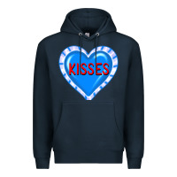Navy valentine's day hearts Premium Hoodie - FaDigitalArtStudio