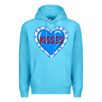 Ocean Blue valentine's day hearts Premium Hoodie - FaDigitalArtStudio