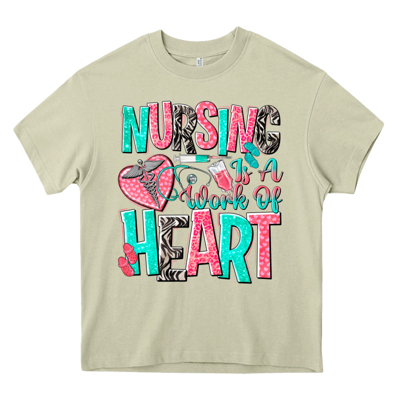 Nursing Is A Work Of Heart Heavy Core Tee by NancyCooperArtShop | Teevron