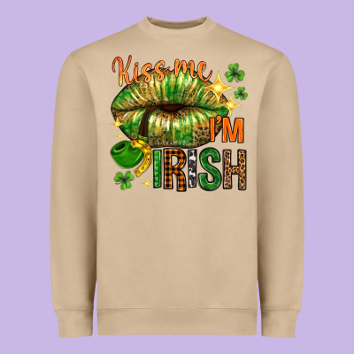 St. Patrick's Kiss Me I'm Irish With Lip Heavyweight Sweatshirt Designed By Howdyjamesfarm