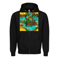 Black Lake Boat Rudder And Sunflowers Seamless Pattern Zipper Hoodie - BundleAndBundleShop