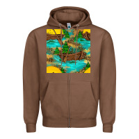 Chestnut Lake Boat Rudder And Sunflowers Seamless Pattern Zipper Hoodie - BundleAndBundleShop