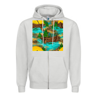 Dove Grey Lake Boat Rudder And Sunflowers Seamless Pattern Zipper Hoodie - BundleAndBundleShop