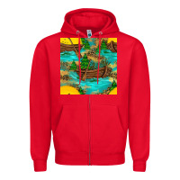 Red Lake Boat Rudder And Sunflowers Seamless Pattern Zipper Hoodie - BundleAndBundleShop
