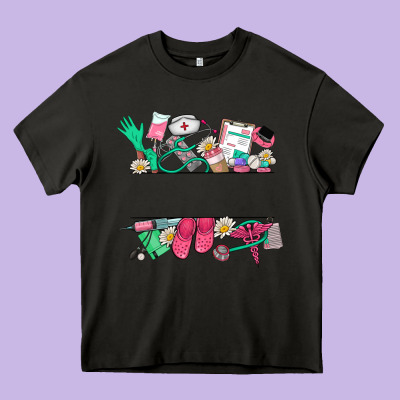 Custom Name Nurse Heavy Core Tee Designed By Nancycooperartshop