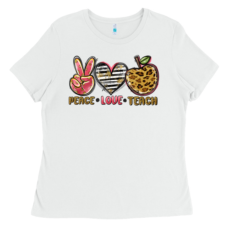 Peace Love Teach Ladies Tee by NancyCooperArtShop | Teevron