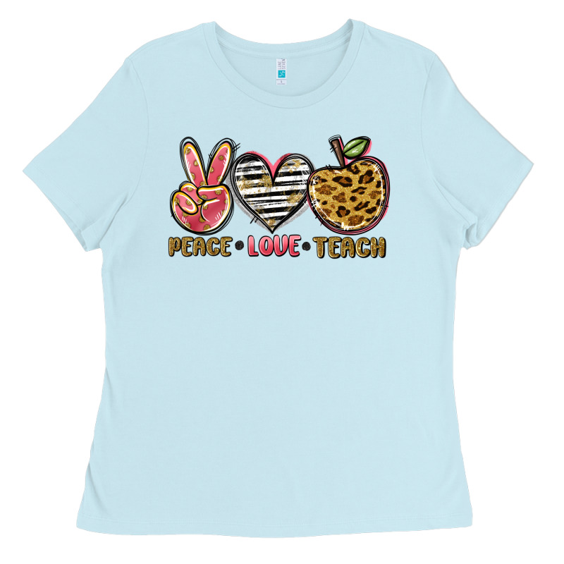 Peace Love Teach Ladies Tee by NancyCooperArtShop | Teevron