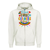 Oatmeal Heather Let Your True Colours Shine Zipper Hoodie - BundleAndBundleShop