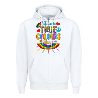 White Let Your True Colours Shine Zipper Hoodie - BundleAndBundleShop