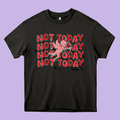 Not Today Cupid Heavy Core Tee Designed By Maliassmallbusiness