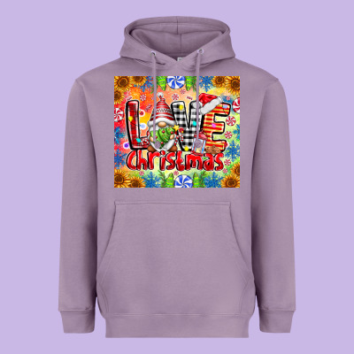 Love Christmas Gnome Heavyweight Hoodie Designed By Cowhidedigitalart