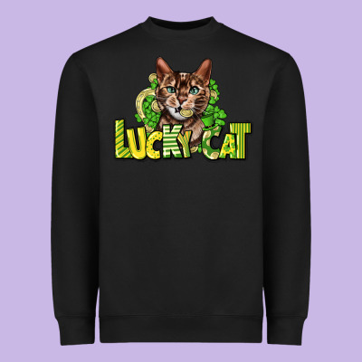 Lucky Cat St. Patrick's Heavyweight Sweatshirt Designed By Howdyjamesfarm