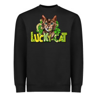 Black Lucky cat St. Patrick's Heavyweight Sweatshirt - HowdyJamesFarm