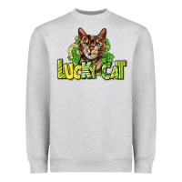 Heather Grey Lucky cat St. Patrick's Heavyweight Sweatshirt - HowdyJamesFarm