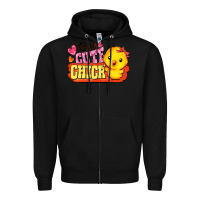 Black one cute chick Zipper Hoodie - FaDigitalArtStudio